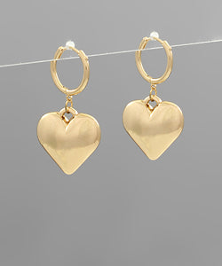 Puffy Heart Dangle Hoops