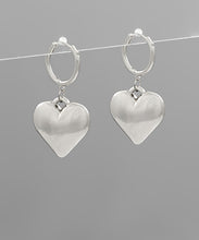 Load image into Gallery viewer, Puffy Heart Dangle Hoops
