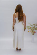 Load image into Gallery viewer, Rosette Satin Midi Dress-Champagne
