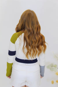 Bliss Color Block Sweater-Cream