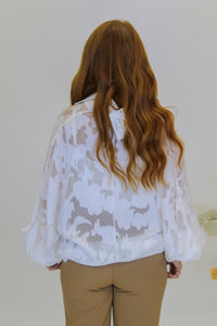 Cresley Floral Sheer Top- White