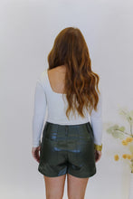 Load image into Gallery viewer, Mandi Faux Leather Shorts-Olive
