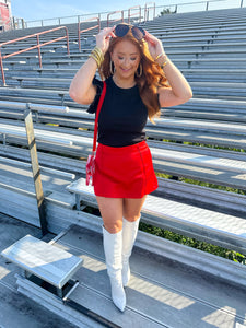 Go Time High Waisted Skort-Red