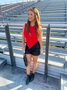 For the Win Sleeveless Knit Top-Red