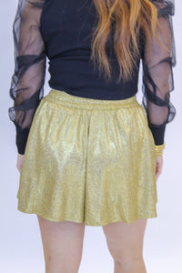 Extra Shimmer Shorts- Gold