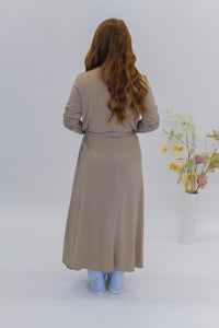 Mari Long Belted Cardigan - Taupe