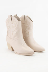 Blazing Short Western Boots- Bone