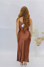 Load image into Gallery viewer, Nori Satin Midi Dress- Chocolate
