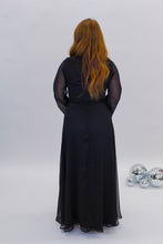 Load image into Gallery viewer, Lost in Love Ruffle Tie Waist Maxi Wrap Dress- Black
