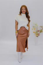 Load image into Gallery viewer, Henley Satin Midi Skirt- Copper
