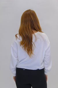 “Groovy” Long Sleeve Crop - White