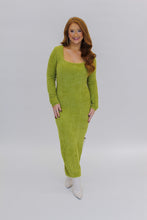 Load image into Gallery viewer, Beckett Fuzzy Knit Midi Dress- Matcha
