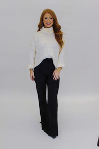 In the Stars Rhinestone Turtleneck- Ivory