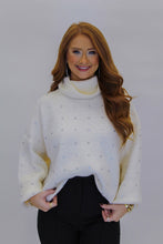 Load image into Gallery viewer, In the Stars Rhinestone Turtleneck- Ivory
