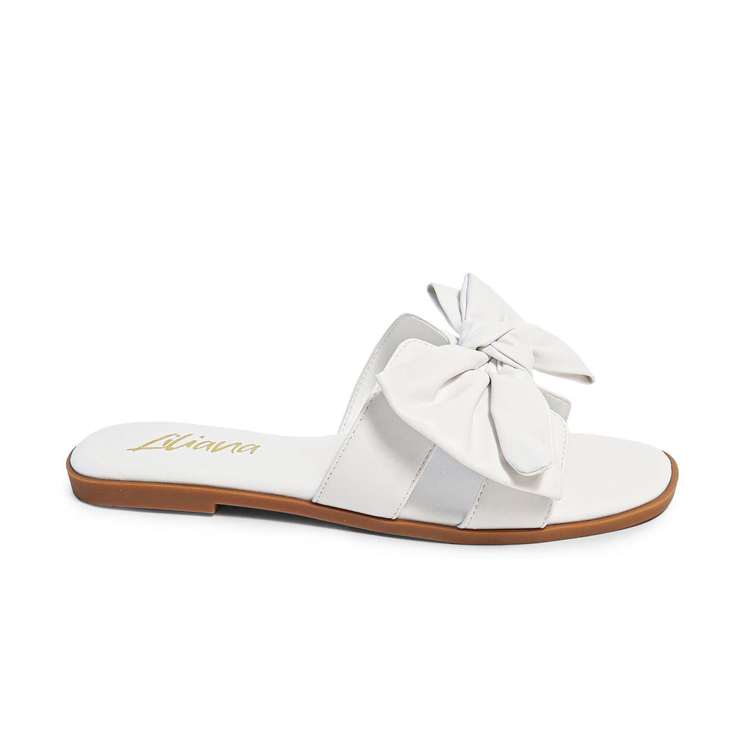 Mandy Bow Slide On- White