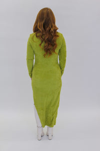 Beckett Fuzzy Knit Midi Dress- Matcha