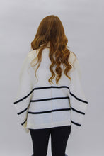 Load image into Gallery viewer, Reyes Striped Turtle Neck Oversized Sweater- Off White
