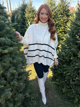 Load image into Gallery viewer, Reyes Striped Turtle Neck Oversized Sweater- Off White
