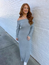 Load image into Gallery viewer, Victoria Off Shoulder Ribbed Sweater Dress
