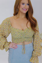 Load image into Gallery viewer, Daisy Field Smocked Top- Lime/Orange
