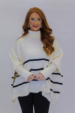 Load image into Gallery viewer, Reyes Striped Turtle Neck Oversized Sweater- Off White
