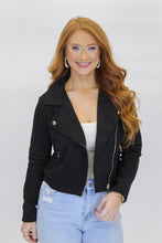 Load image into Gallery viewer, Cory Faux Suede Moto Jacket- Black
