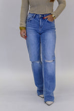 Load image into Gallery viewer, Dexterity High Rise Distressed Slim Wide Leg Jeans
