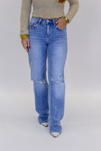 Load image into Gallery viewer, Dexterity High Rise Distressed Slim Wide Leg Jeans
