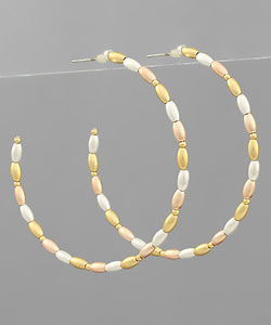 Rice Bead Metal Hoops