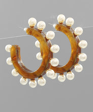 Load image into Gallery viewer, Largel Pearl Studed Acrylic Hoops
