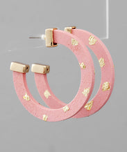 Load image into Gallery viewer, Gold Flake Wood Hoops
