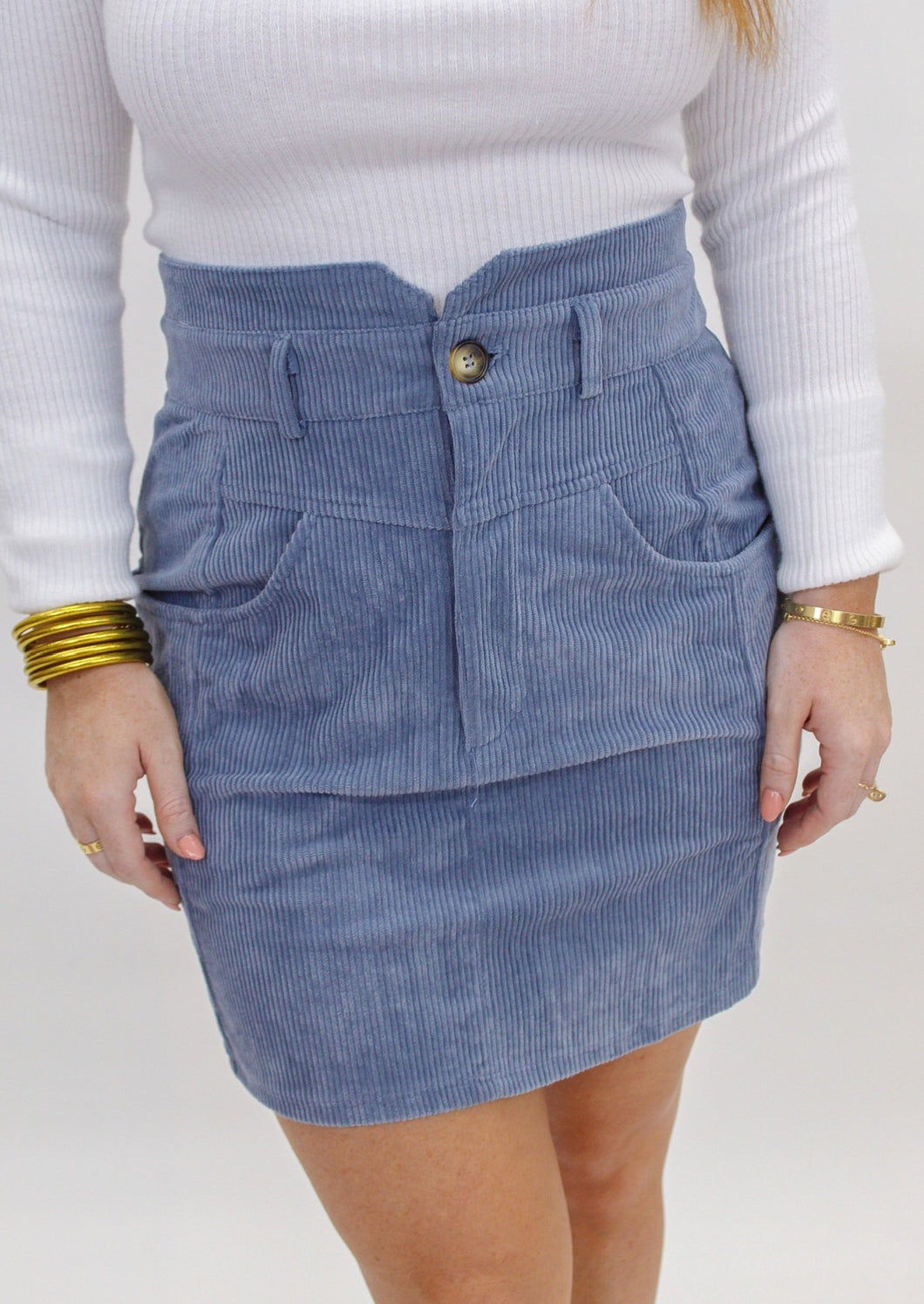 My World Corduroy Skirt- Blue