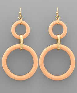 Color 2 Wood Circle Drop Earrings