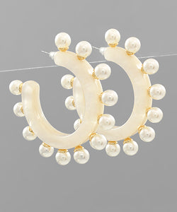 Largel Pearl Studed Acrylic Hoops