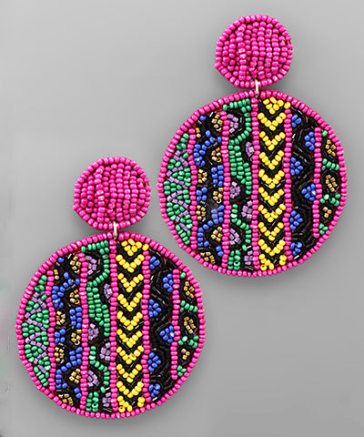 Double Bead Disk Earrings