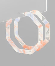 Load image into Gallery viewer, Octagon Acrylic Open Hoops
