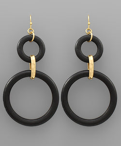 Color 2 Wood Circle Drop Earrings