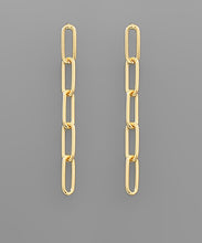 Load image into Gallery viewer, Brass Oval Chain Drop Earrings
