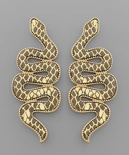 Load image into Gallery viewer, Metallic Leather Snake Earrings
