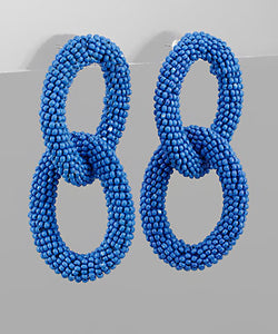 Oval Linked Seed Beads Earrings