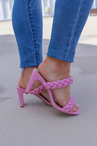 Erin Braided Open Toe Mule- Pink