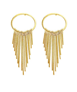 Gold Drop Circle Earrings