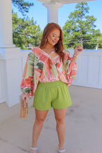 Load image into Gallery viewer, Kenna High Waist Shirred Shorts- Lime
