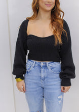 Load image into Gallery viewer, Jaz Two Piece Sweater Top &amp; Jacket- Black
