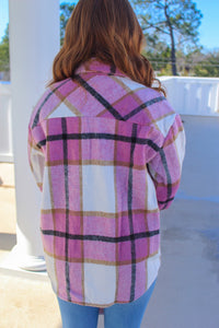 Pink Plaid Button Down Jacket