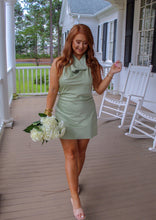 Load image into Gallery viewer, Light Up The Night Halter Satin Dress- Light Green
