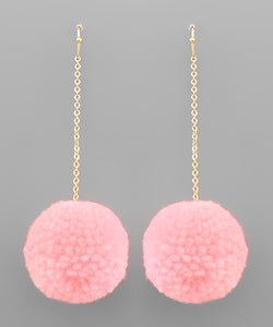 Pompom Chain Drop Earrings