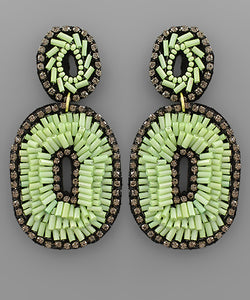 Bugle Bead Oval Earrings