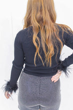 Load image into Gallery viewer, Feathered Out Sweater Top- Black
