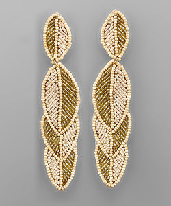 Overlapped Leaf Beaded Earrings